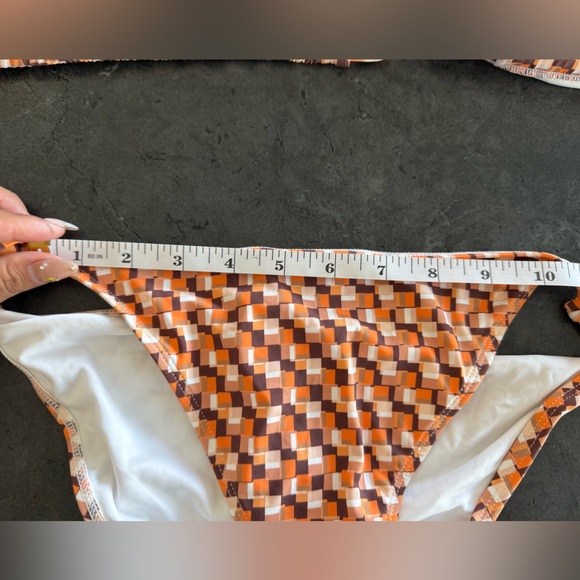 GARAGE Orange and Brown Checkered Bikini Set - Picture 7 of 7